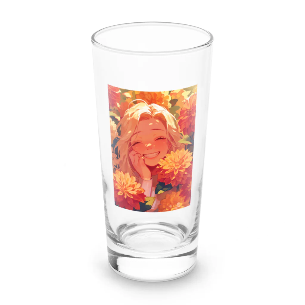 AQUAMETAVERSEのダリアの花の中の笑顔　なでしこ1478 Long Sized Water Glass :front