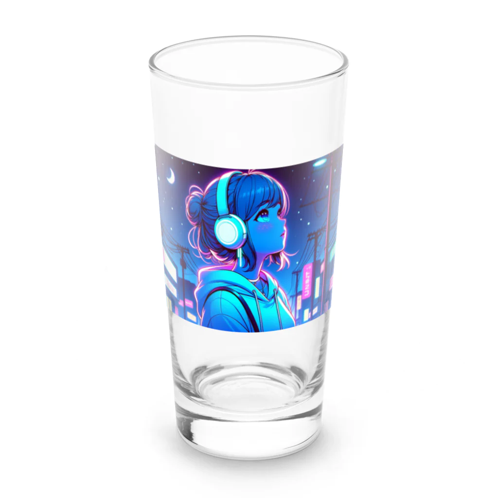DesignColorsのネオンカラーな夜の少女 Long Sized Water Glass :front