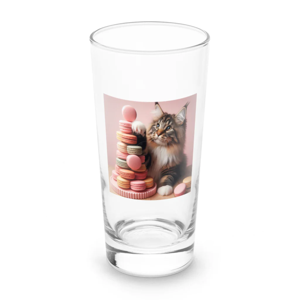 Y m @Y's shopの猫とマカロン Long Sized Water Glass :front