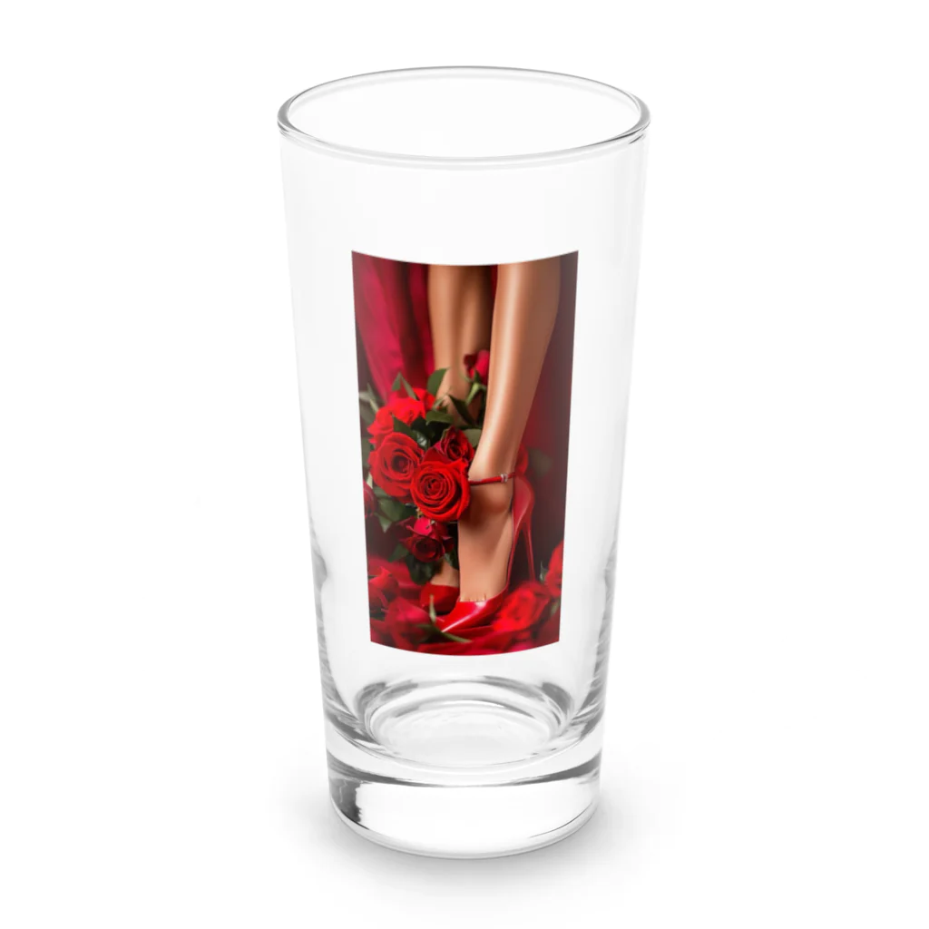 ニゴ猫　shopのred Rose heel  Long Sized Water Glass :front