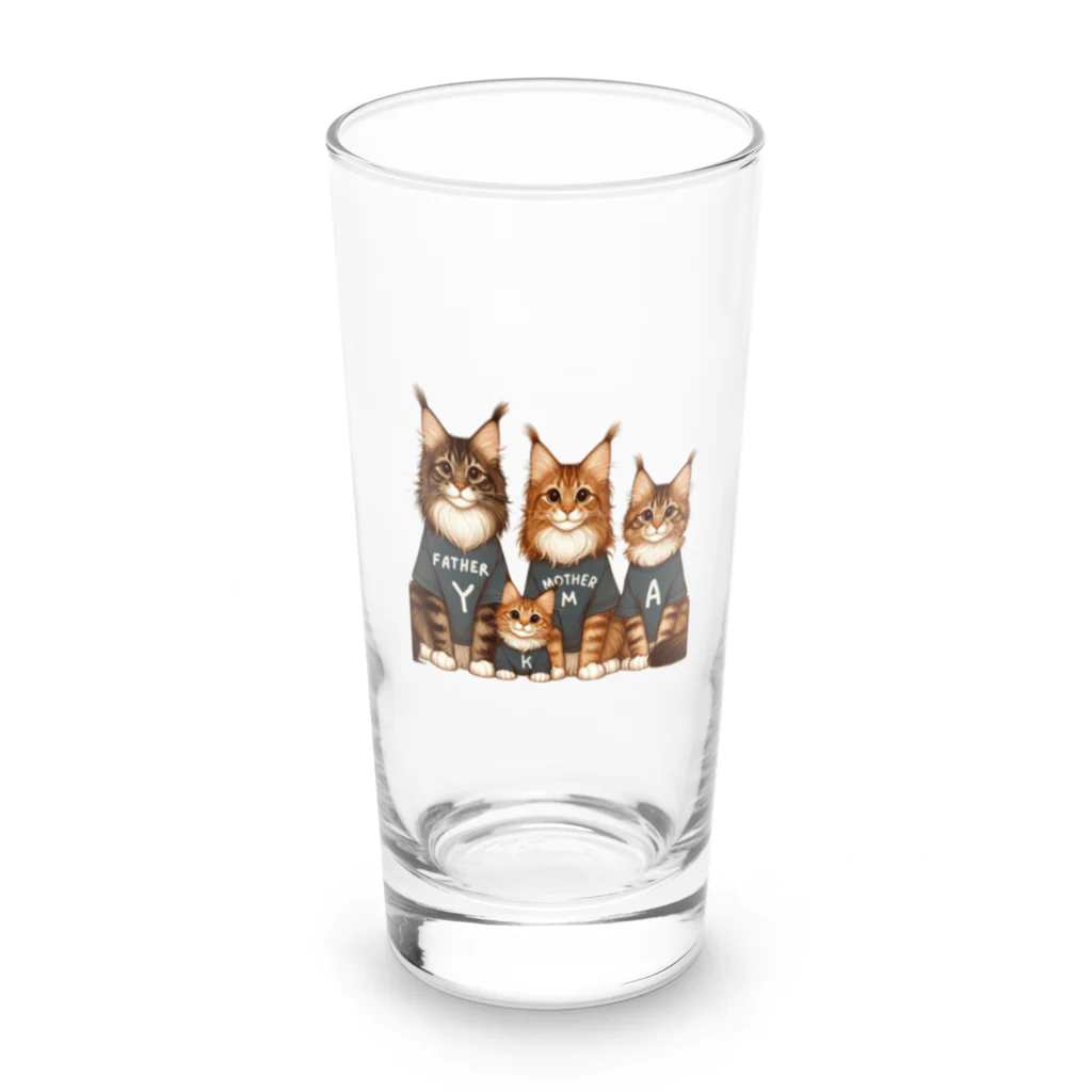 Y m @Y's shopの猫の家族 Long Sized Water Glass :front