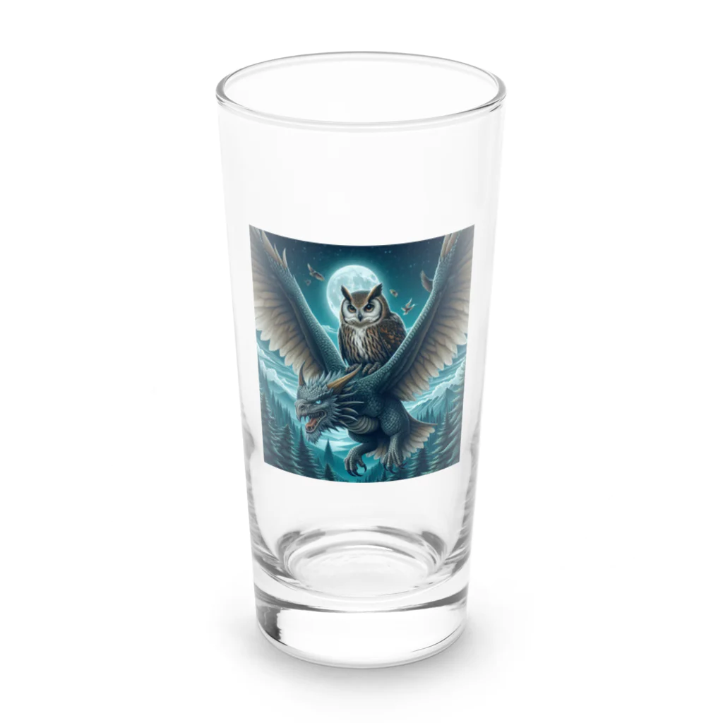 万事屋のフクロウがドラゴンに乗って大冒険中🦉🐉 Long Sized Water Glass :front