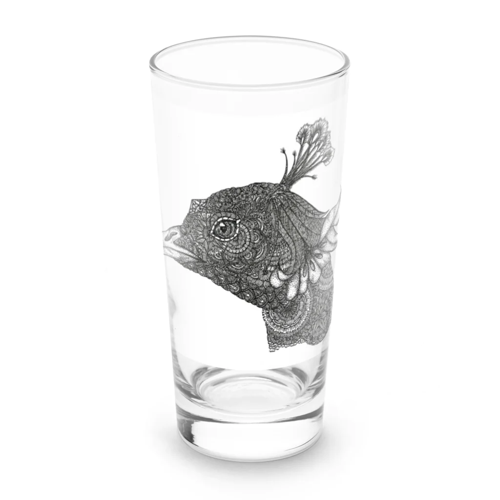 曼荼羅屋のPeacock モノクロームver Long Sized Water Glass :front