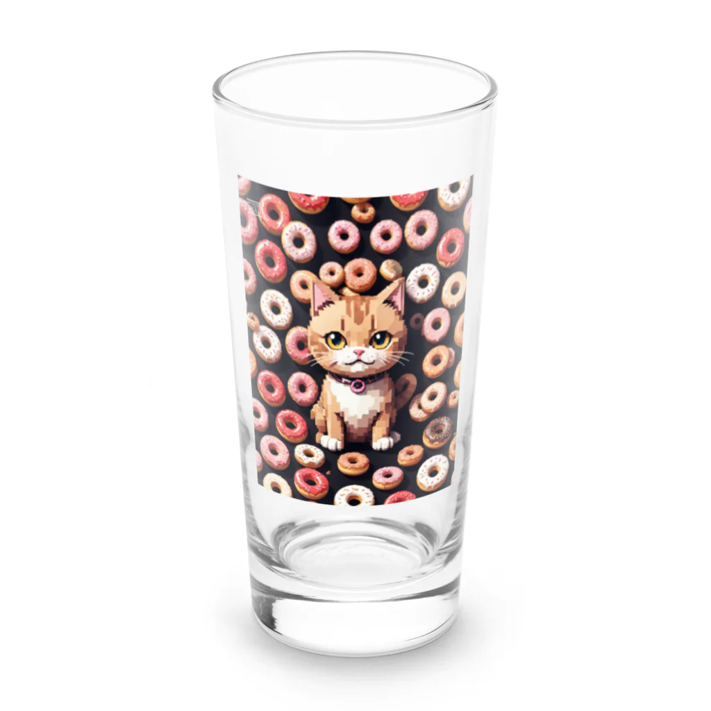 メロンパン猫のドーナツ溢れる猫 Long Sized Water Glass :front