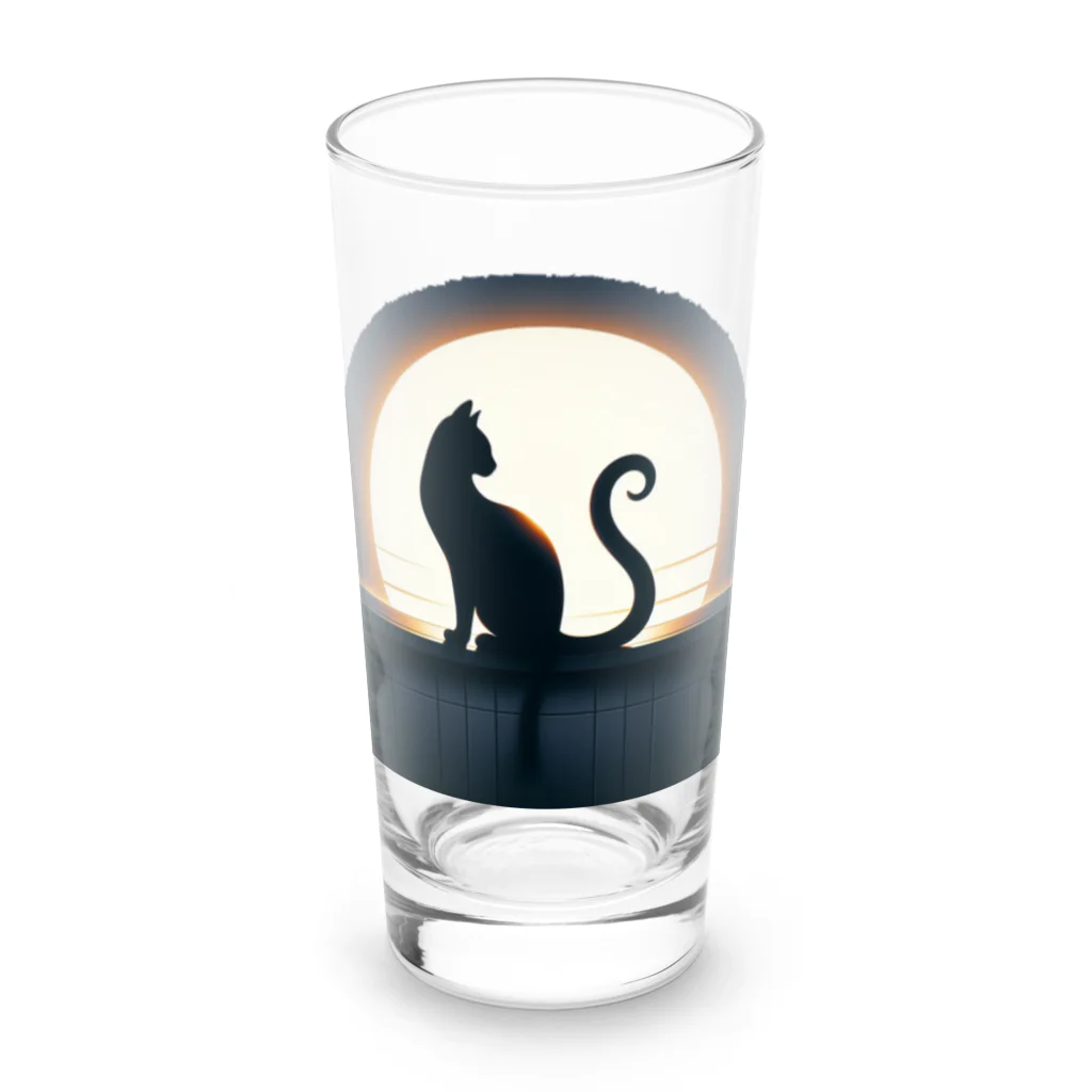 万事屋の猫のシルエットが美しい Long Sized Water Glass :front