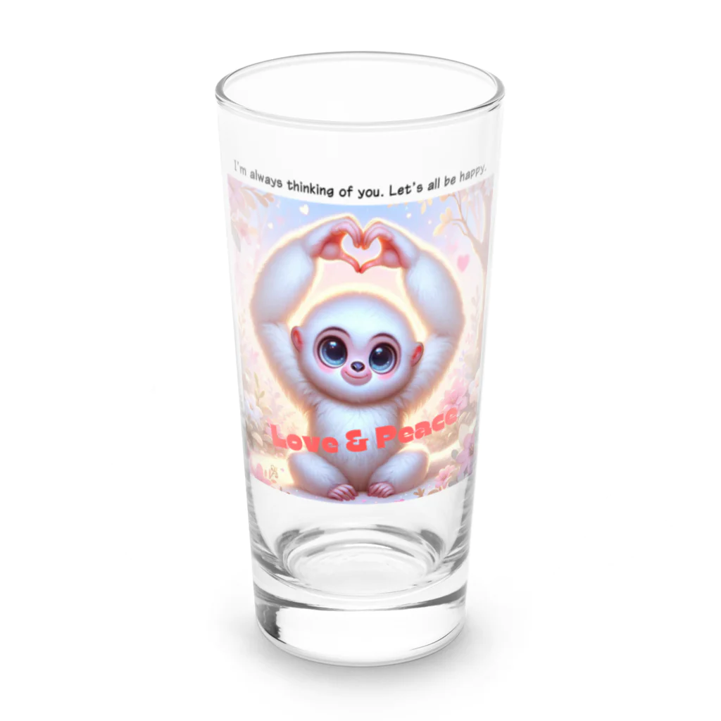 dreamy-designのLOVE&PEACE　シロテナガザルくん Long Sized Water Glass :front