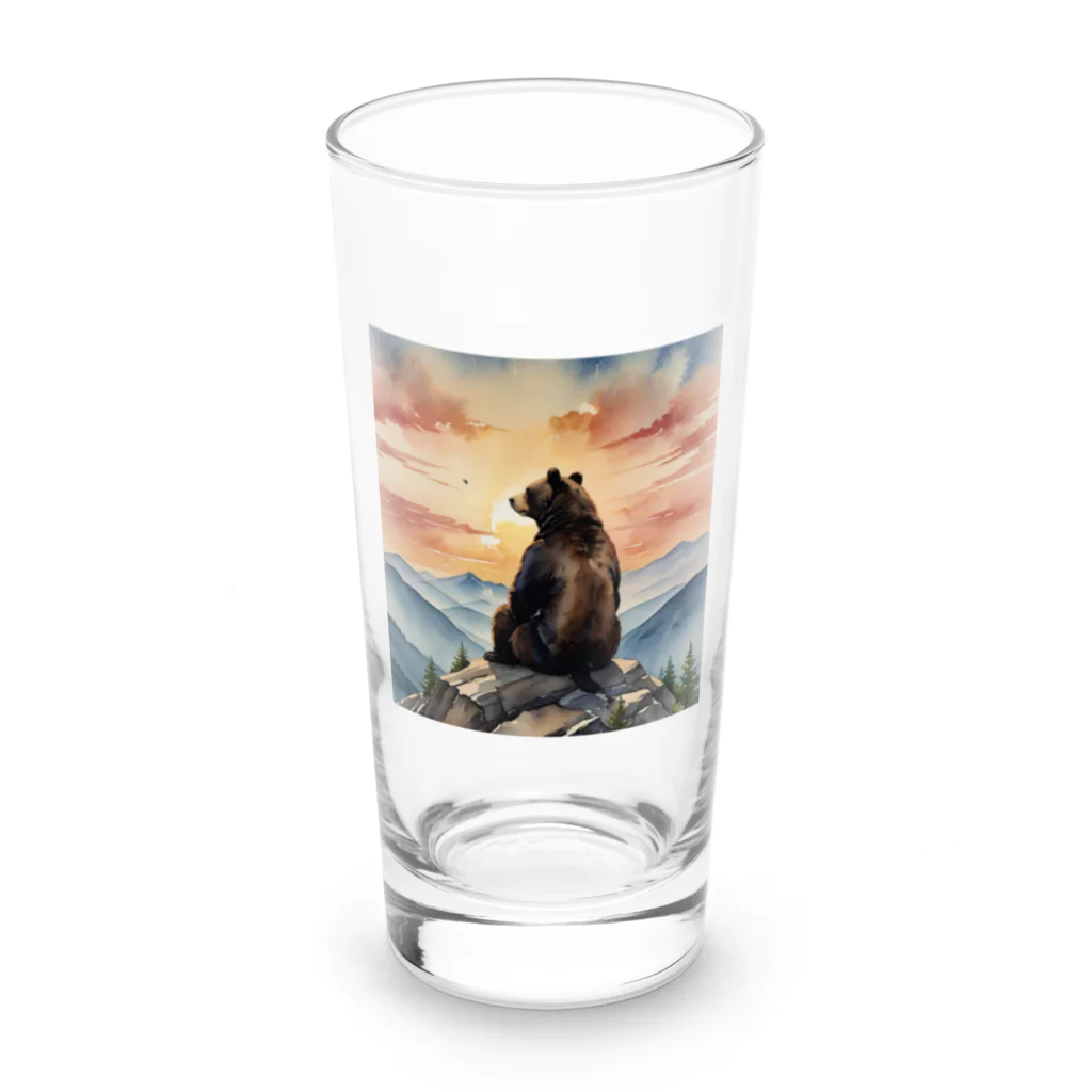 nigihayahiの夕日を見つめるクマ Long Sized Water Glass :front