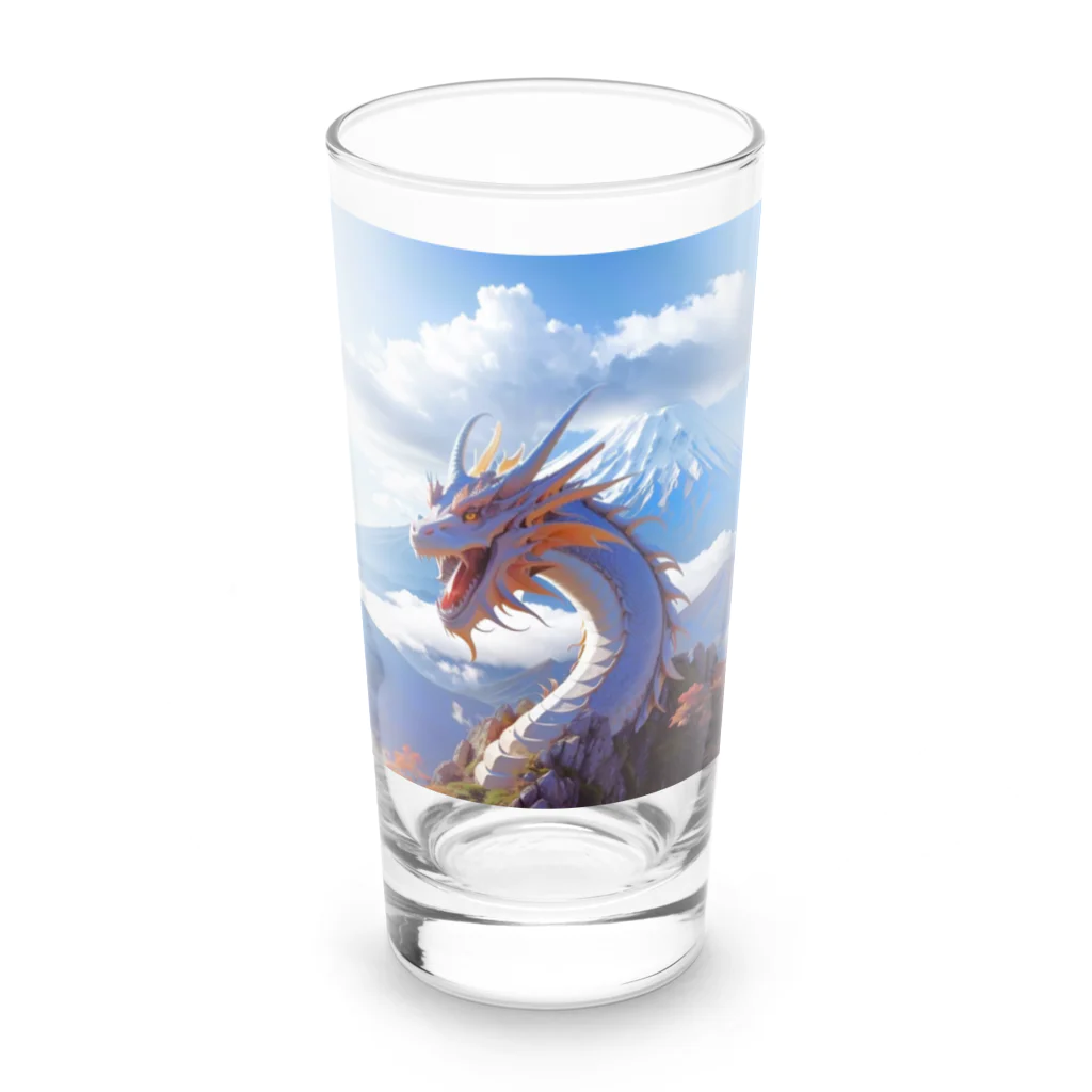 AsukaKotohaの快晴の富士山を喜ぶ龍 Long Sized Water Glass :front