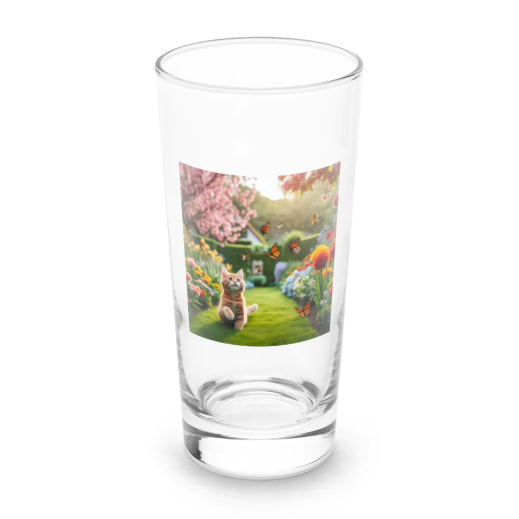 JAMnano1837の猫 in 花園 Long Sized Water Glass :front