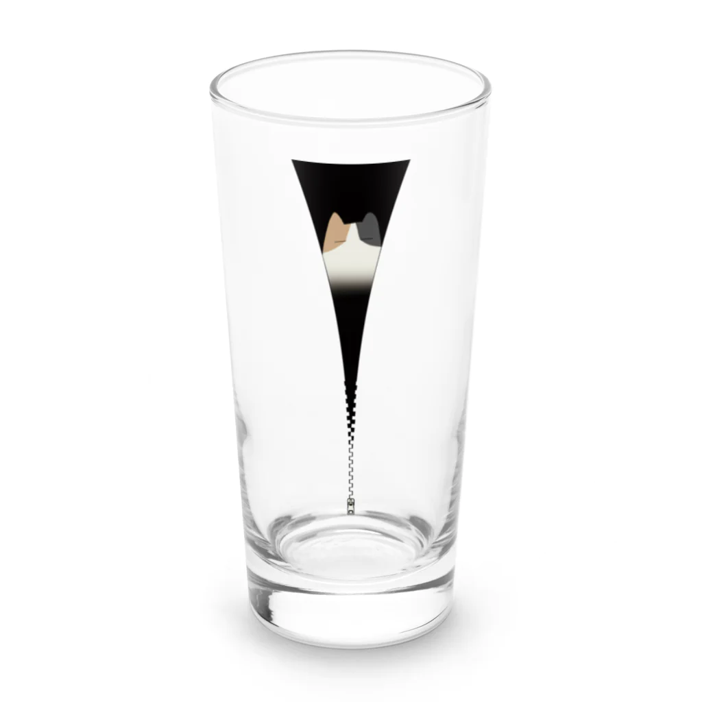 y-sasのファスナー猫　三毛もた Long Sized Water Glass :front