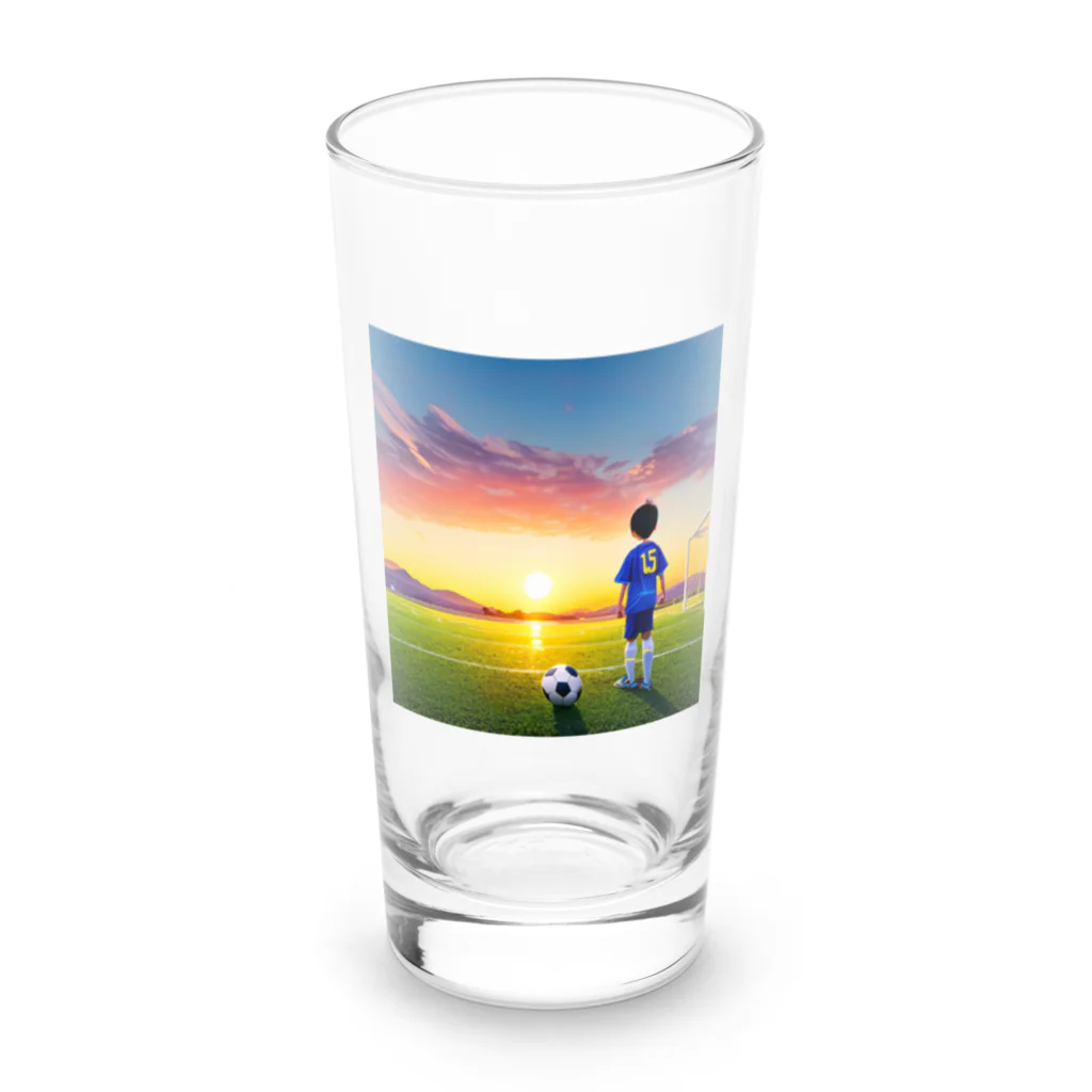 musashiyaの夕日とサッカー少年 Long Sized Water Glass :front