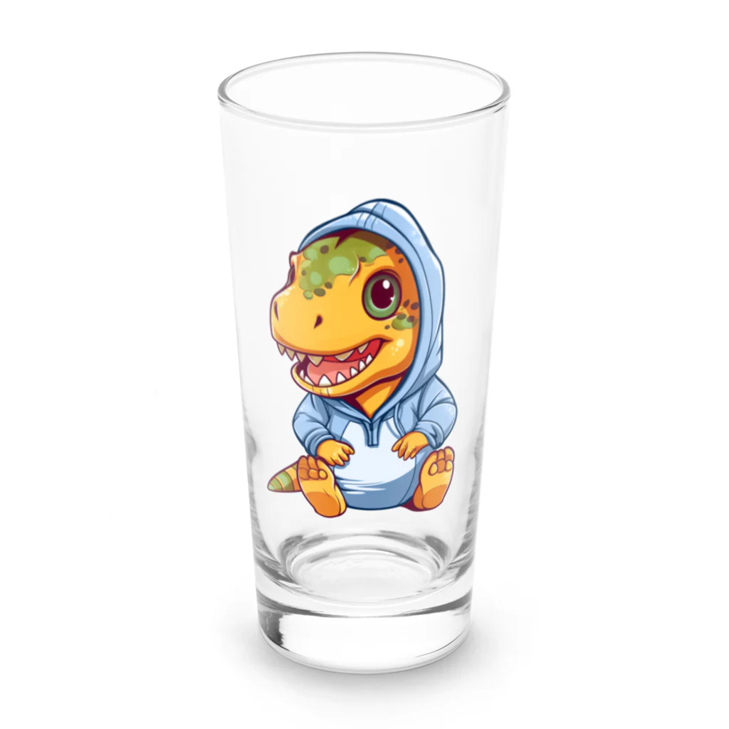 Vasetti_pressの青パーカーを着たティラノサウルス Long Sized Water Glass :front