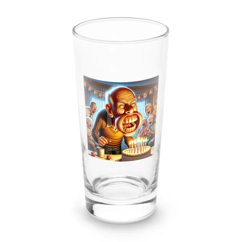 万銭ショップのおじいちゃん誕生日おめでとう Long Sized Water Glass :front