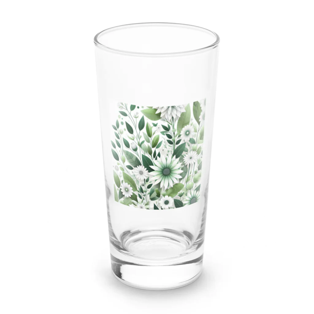 アミュペンの数学的で洗練されたデザインの白と緑の花 Long Sized Water Glass :front