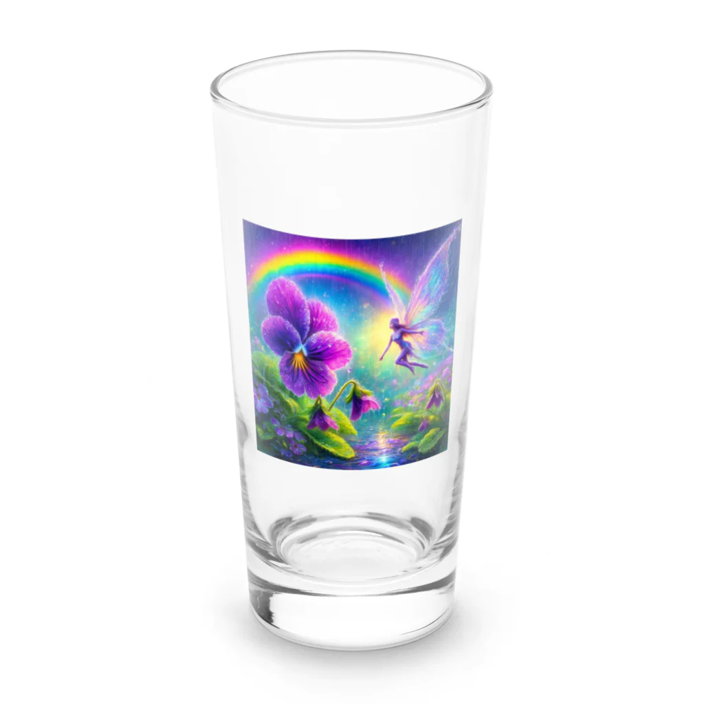 かるるんショップのアヤメと虹と妖精と Long Sized Water Glass :front