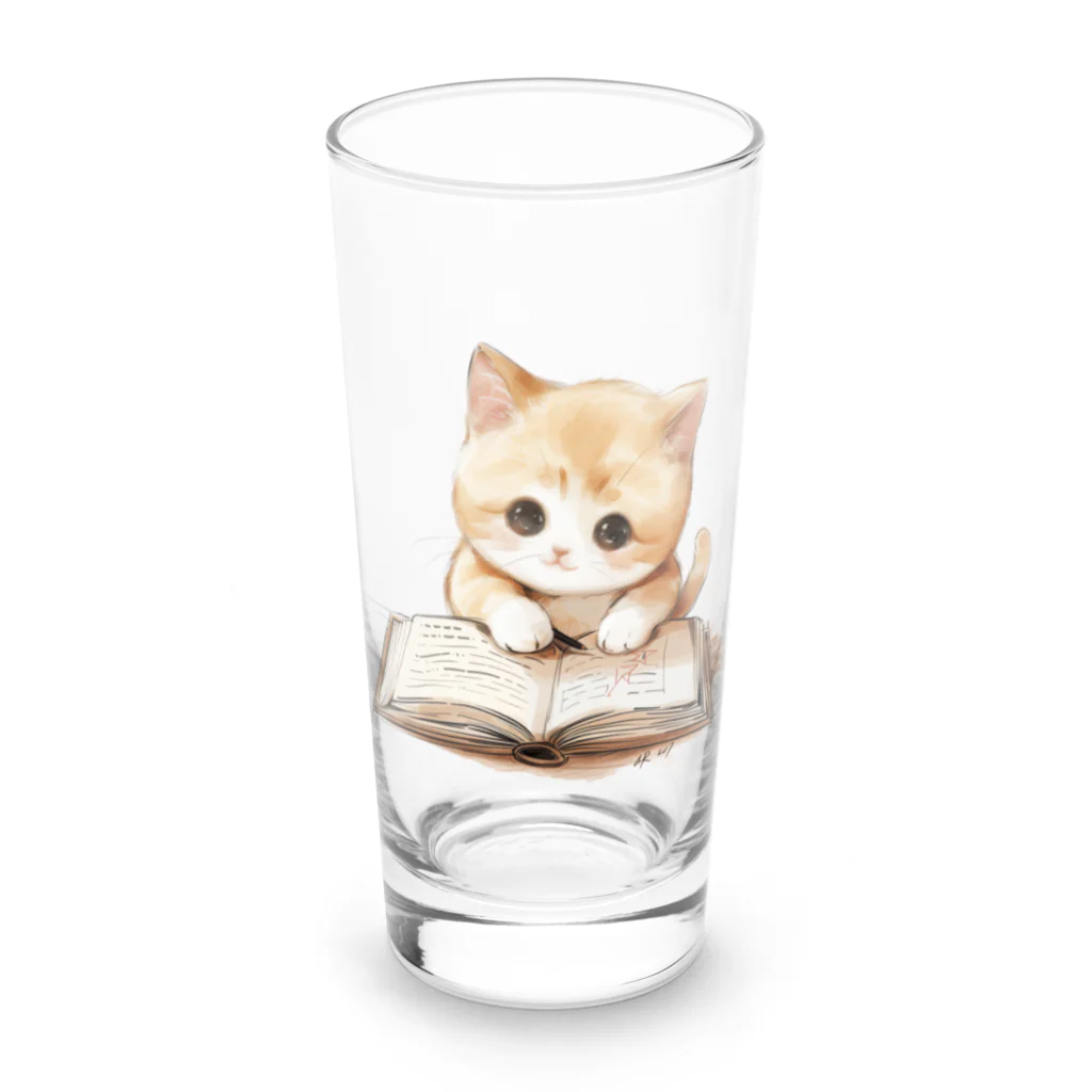 ronstr_の本読み子猫 Long Sized Water Glass :front
