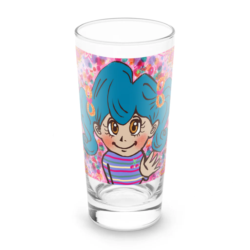 にじわたりねこのかわいい心　女の子イラスト Long Sized Water Glass :front