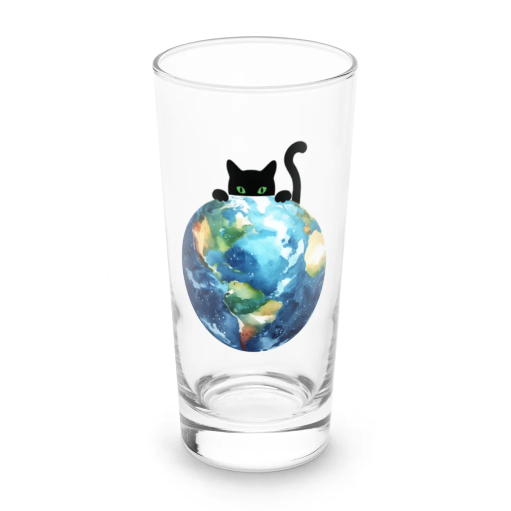 amecatsの地球と黒猫 Long Sized Water Glass :front