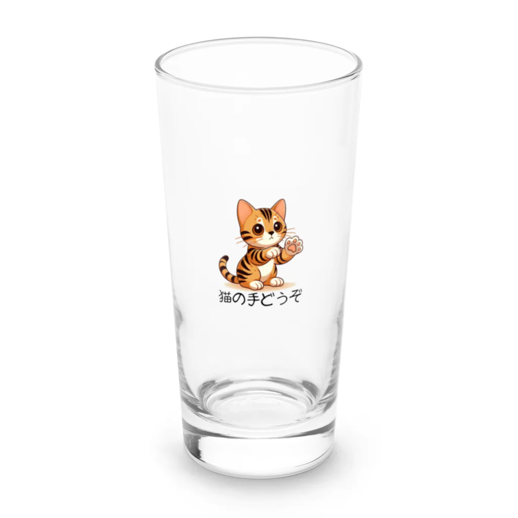 CROWN−CLOWNの【ベンガル】猫の手どうぞ Long Sized Water Glass :front