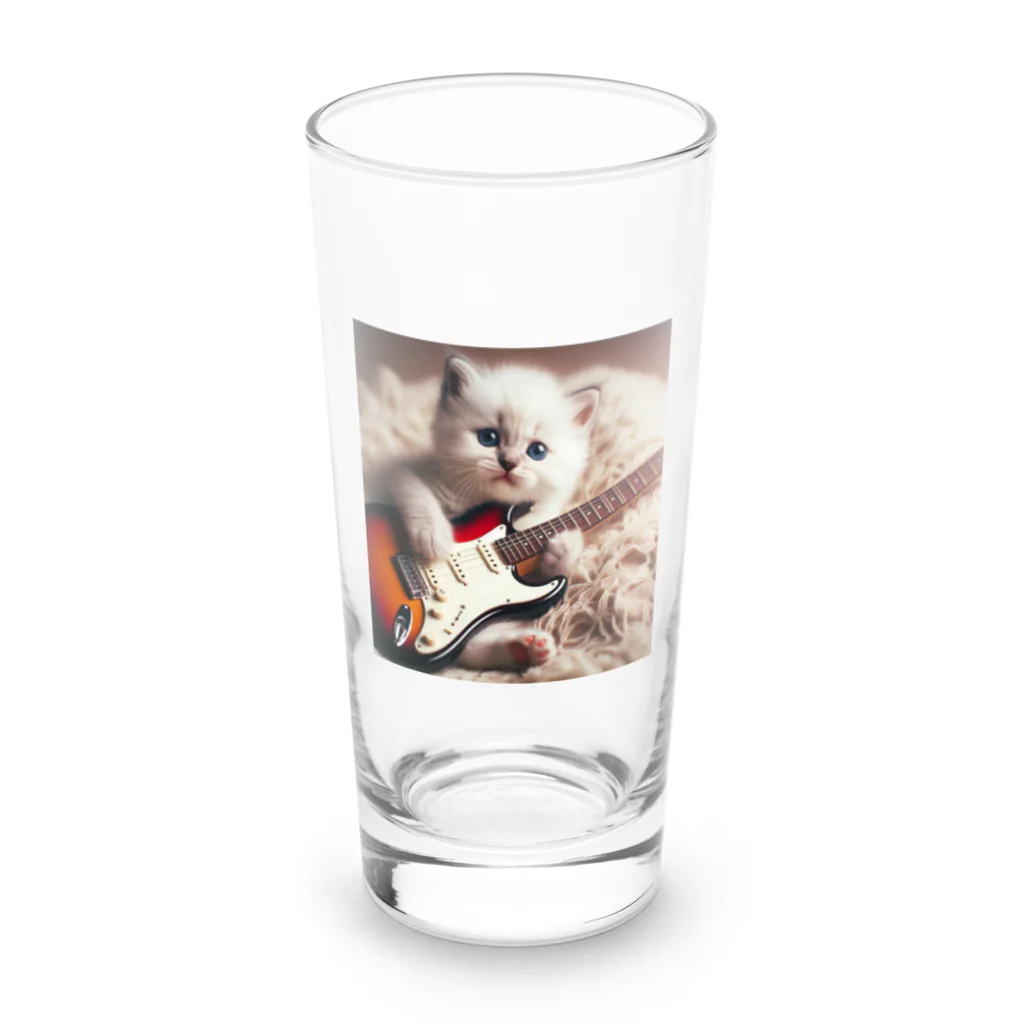 Yuji_Koroのストラトと白い子猫 Long Sized Water Glass :front