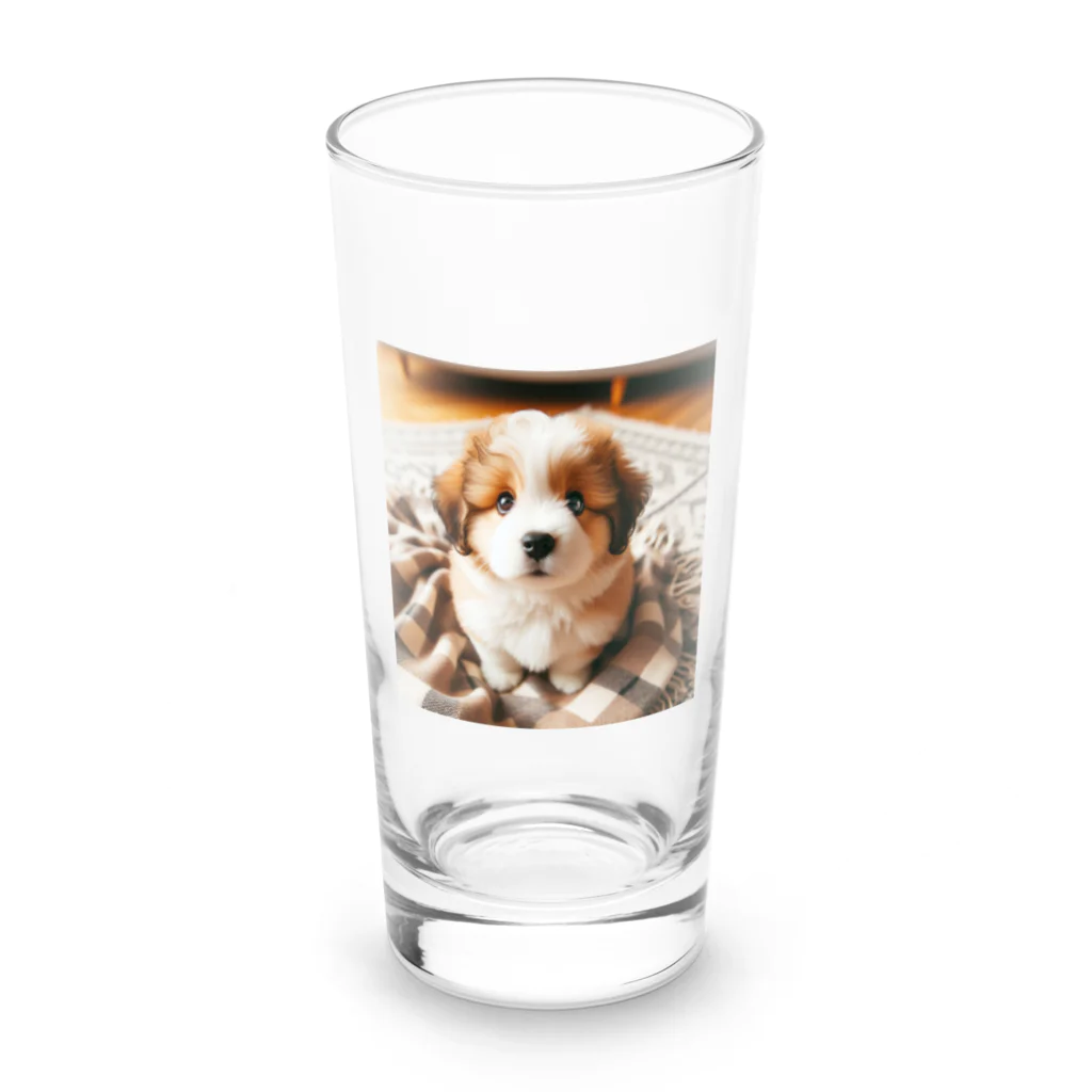 幸せいっぱいちびちゃんのふわふわ可愛いわんちゃん Long Sized Water Glass :front