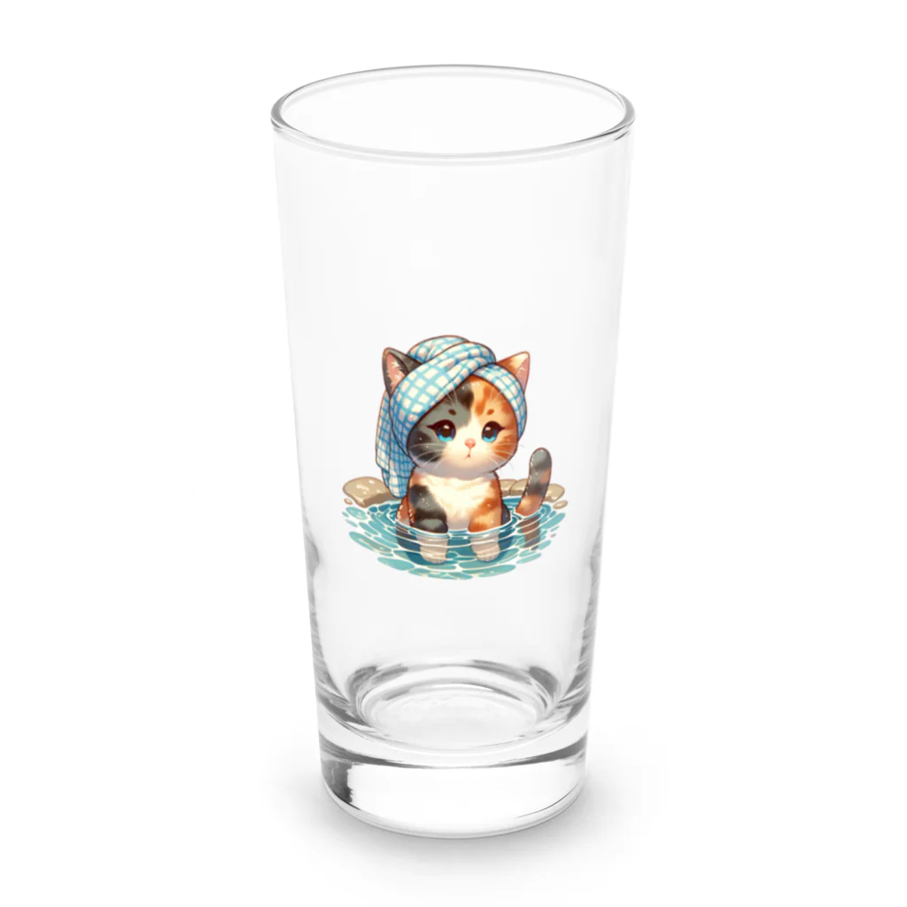 さざれいしの三毛猫さんの入浴 Long Sized Water Glass :front