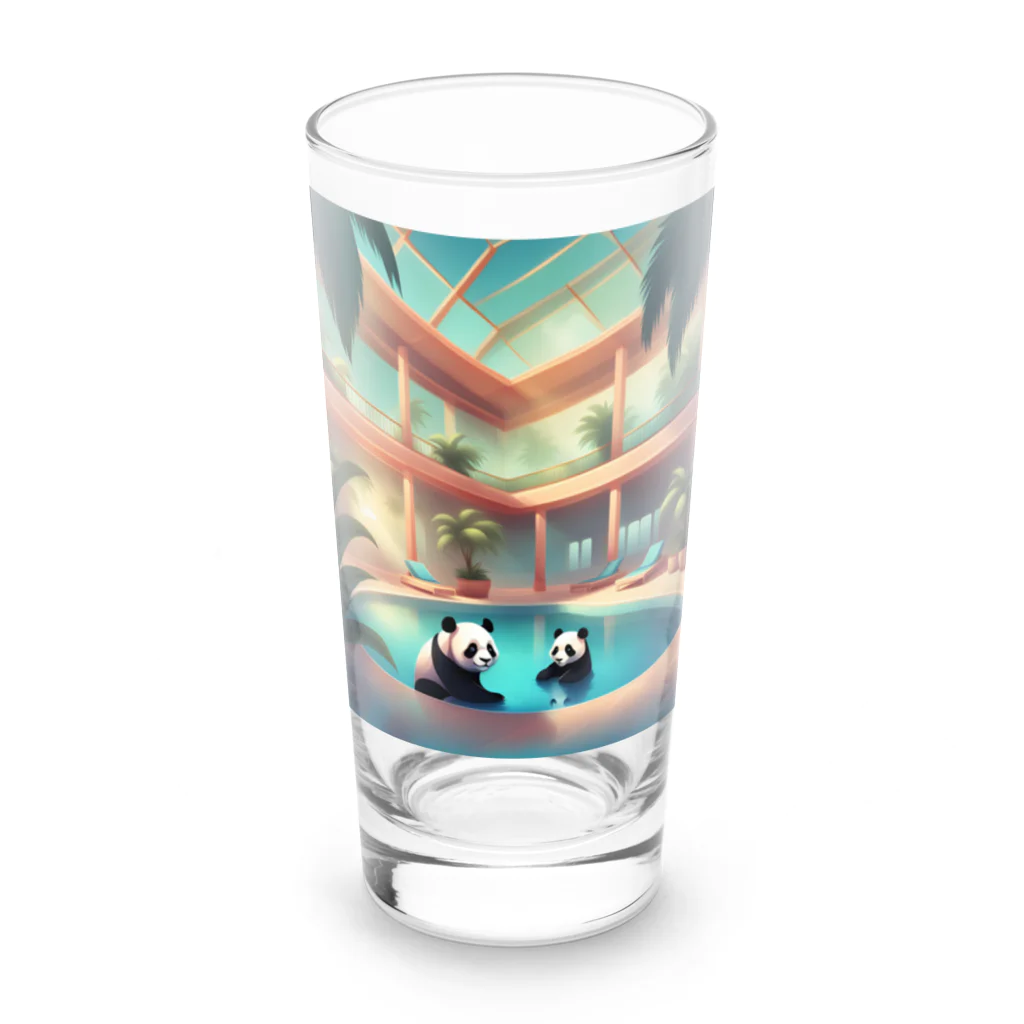 pandownloadの室内プールで遊ぶパンダ Long Sized Water Glass :front