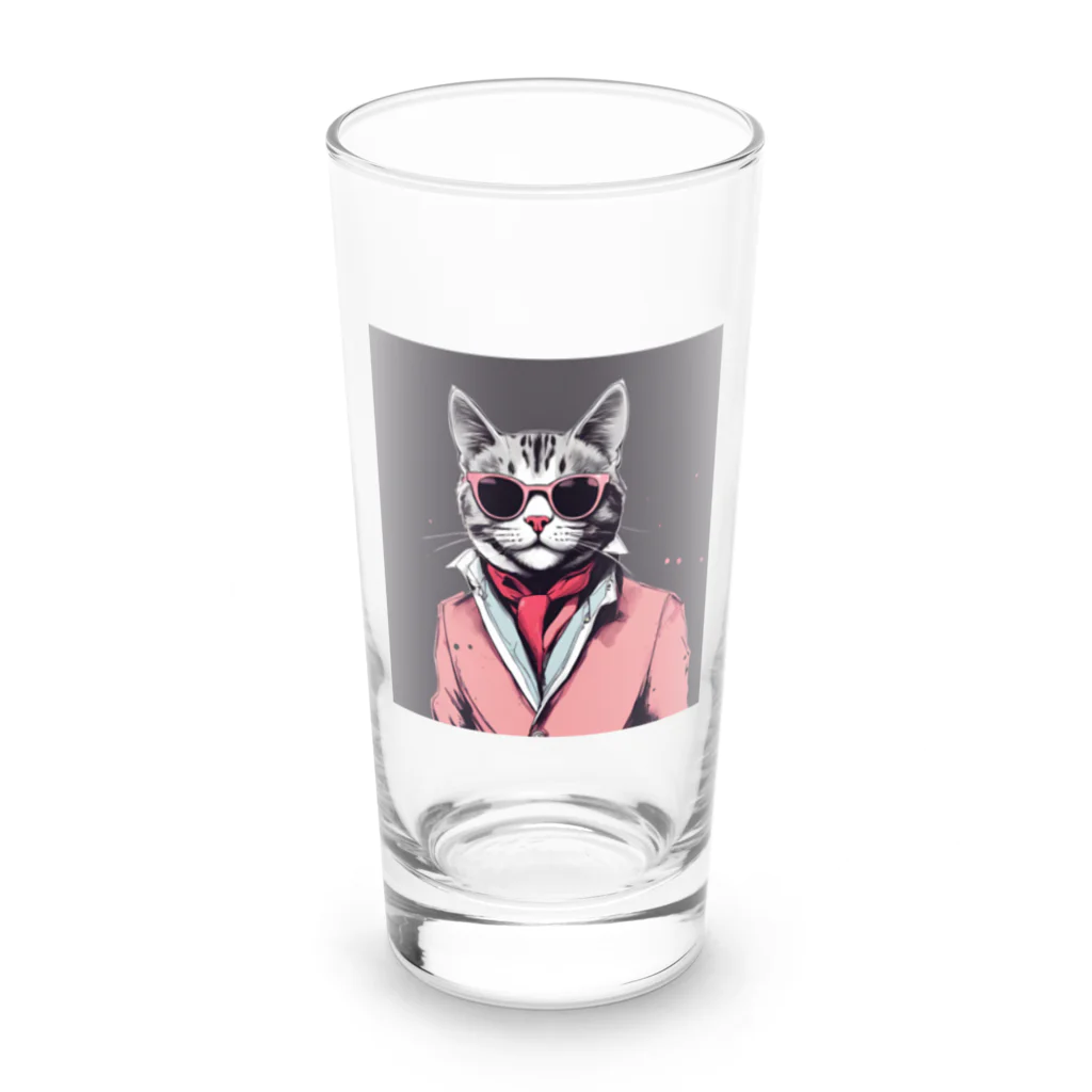 チャランコの部屋のダンディーねこさん Long Sized Water Glass :front