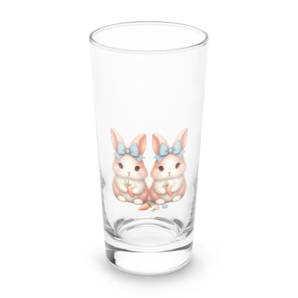 lamkksのふわふわかわいいうさぎの双子 Long Sized Water Glass :front