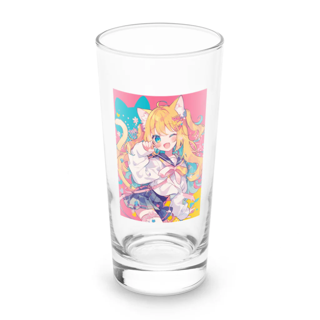 no_mi_Ke08のカラフルな猫耳の女の子のキャラクター Long Sized Water Glass :front