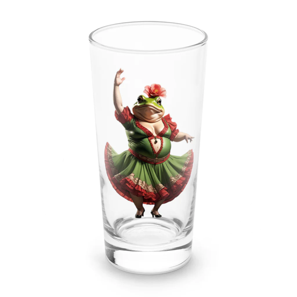 ZKBクエストSHOPのカエル・フラメンコ① Long Sized Water Glass :front