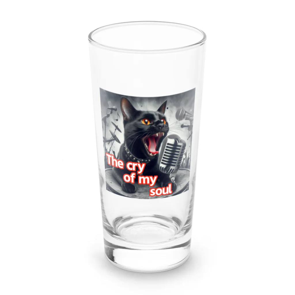 moriyama1981の歌を歌う黒猫 Long Sized Water Glass :front