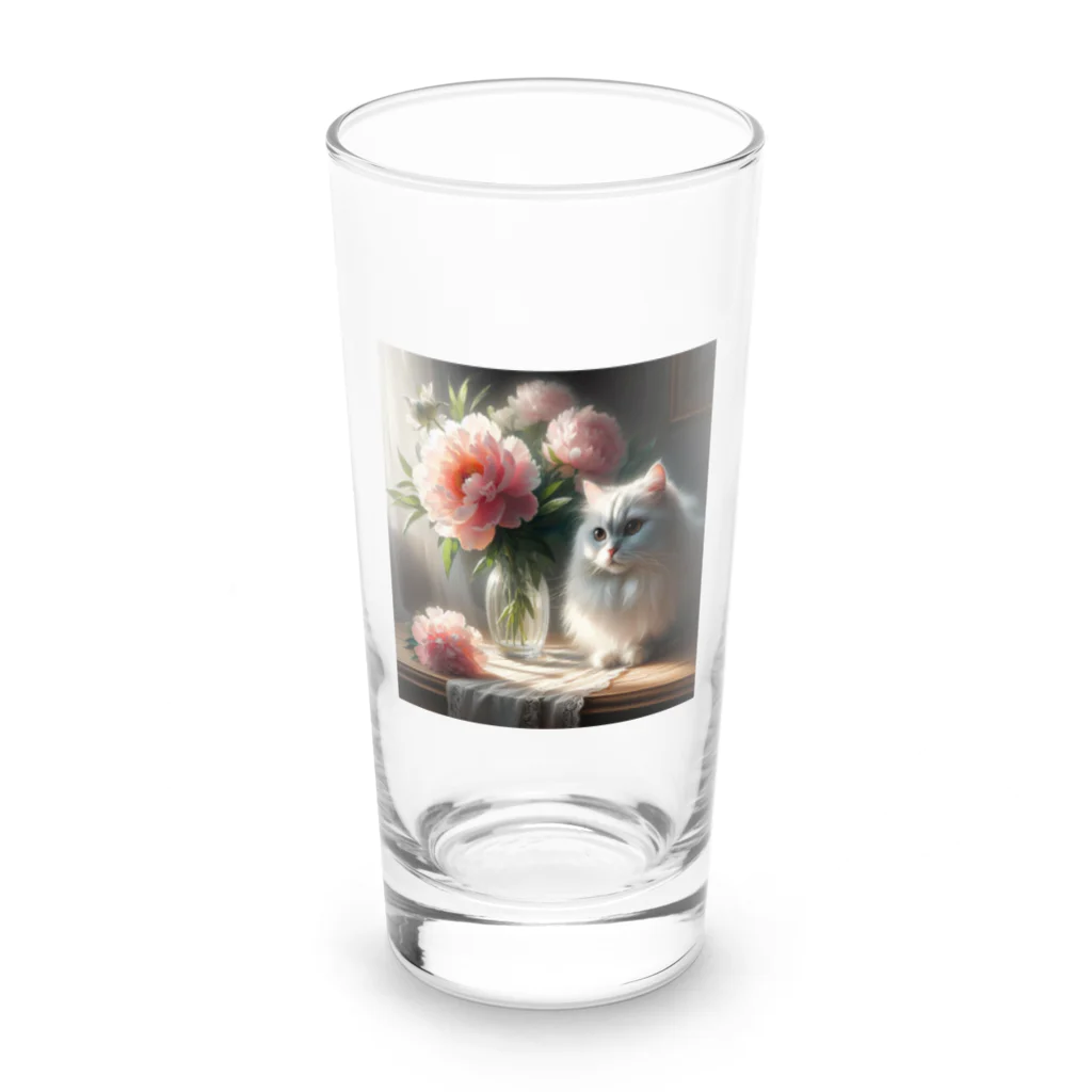 Melopyのピオニーと猫 Long Sized Water Glass :front