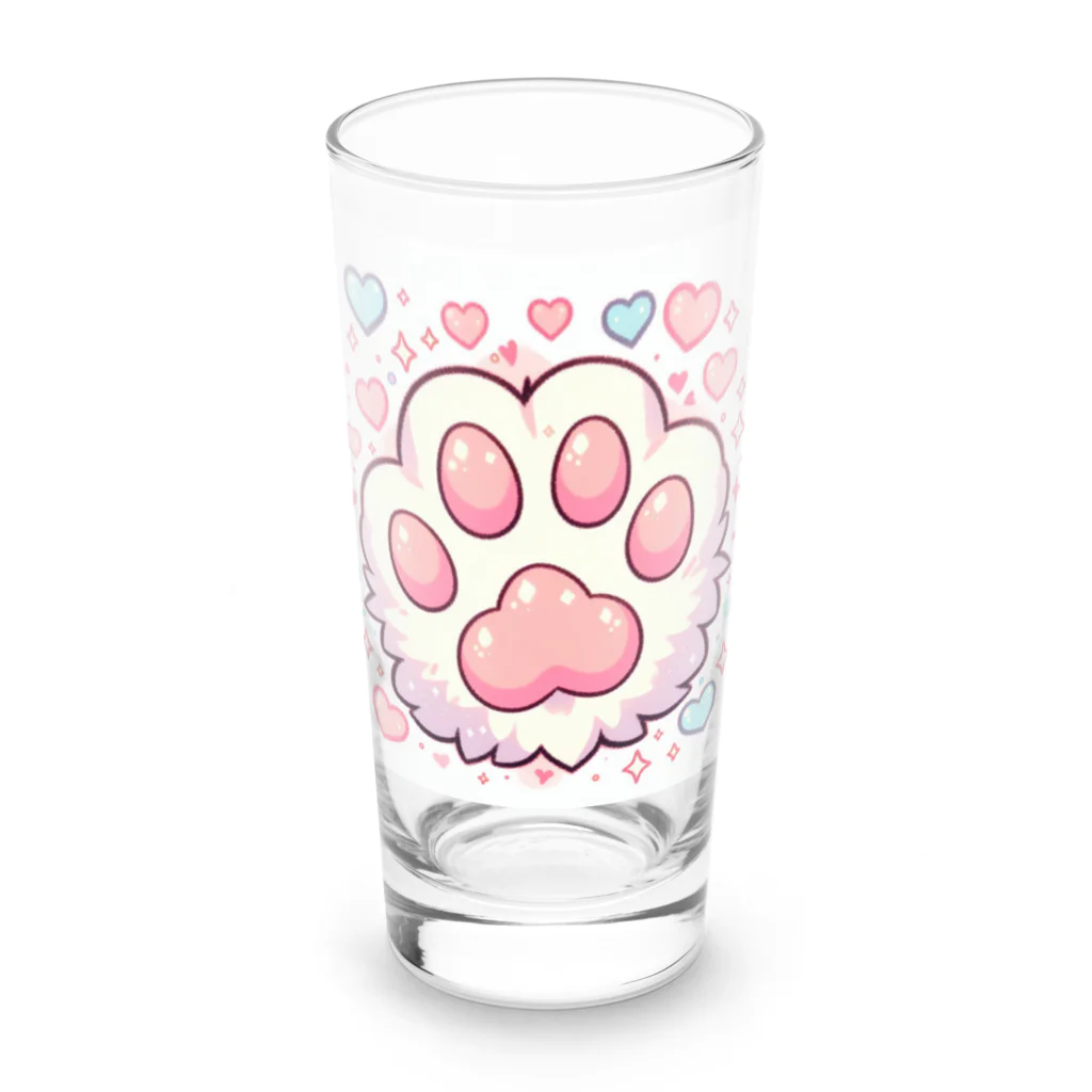 ニャンHouseのかわいいピンクの肉球 Long Sized Water Glass :front