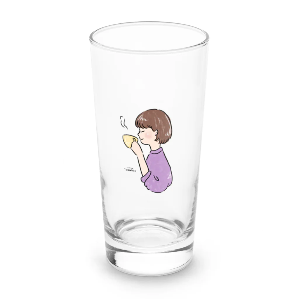 Sakikoのほっとひと息つく女の子　紫芋 Long Sized Water Glass :front