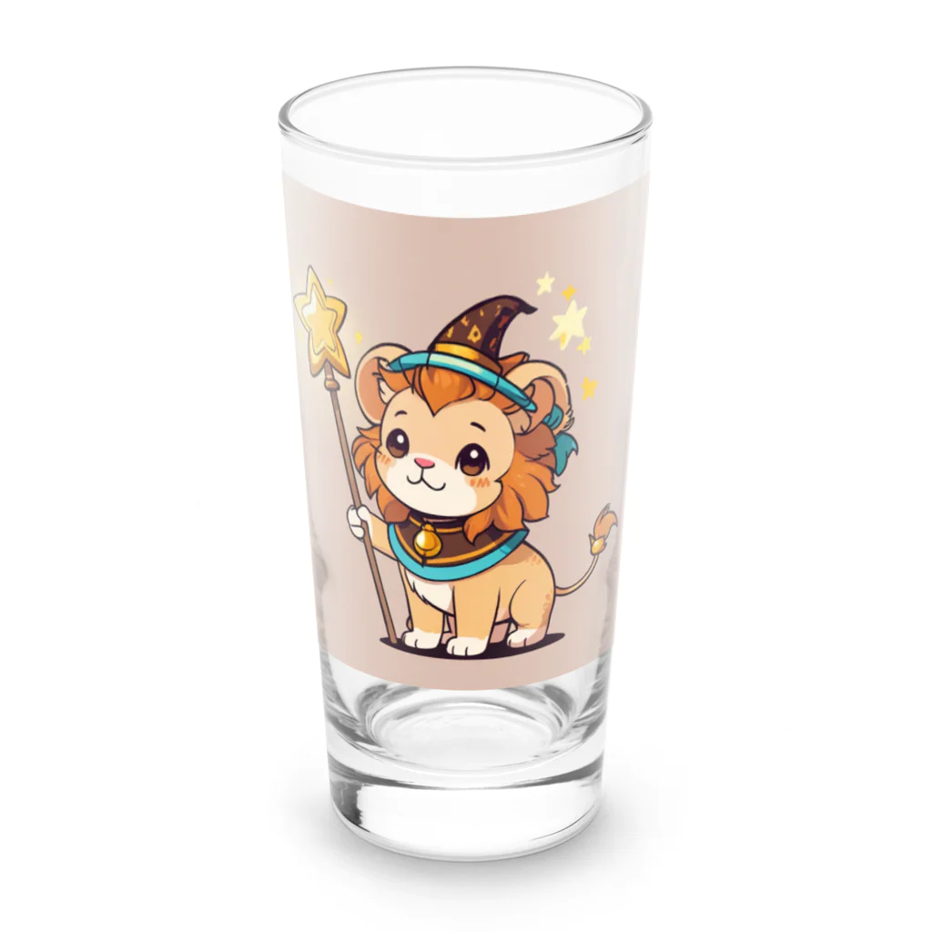 ganeshaの魔法の杖を持ったかわいいライオン Long Sized Water Glass :front