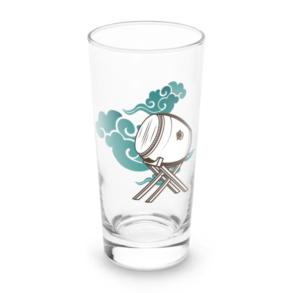 はる_社務所の和太鼓 Long Sized Water Glass :front