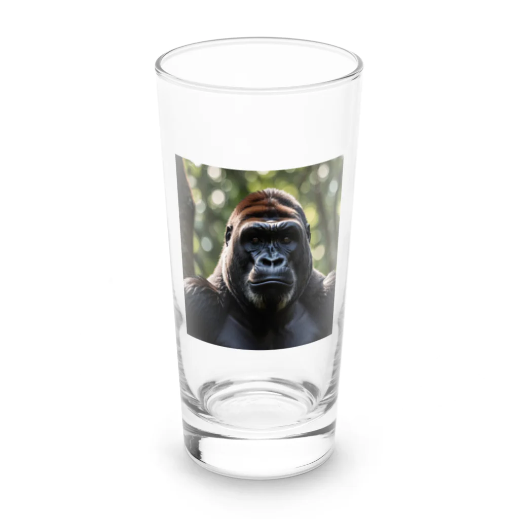 animalzの力強くどんと構えるゴリラ Long Sized Water Glass :front