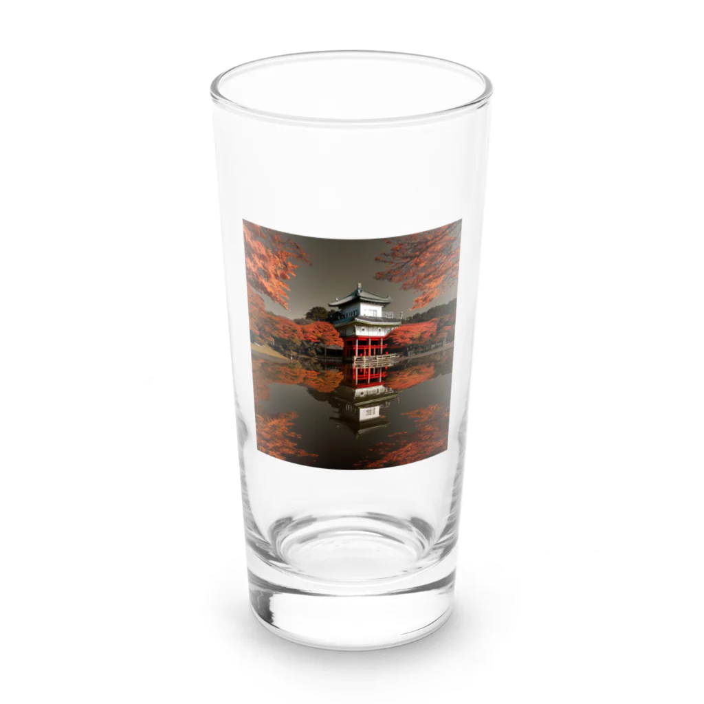 yohiti193の池に映る日本の歴史的建造物と紅葉 Long Sized Water Glass :front