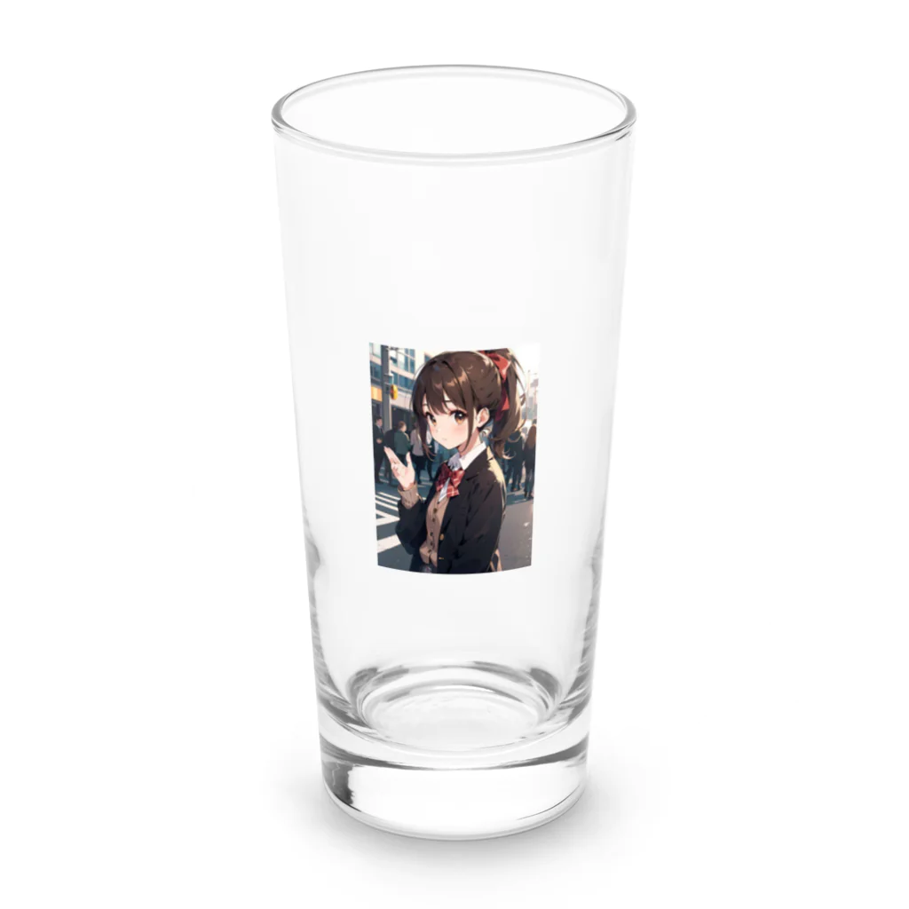 可愛い女の子グッズ販売の可愛いJKポニーテール Long Sized Water Glass :front