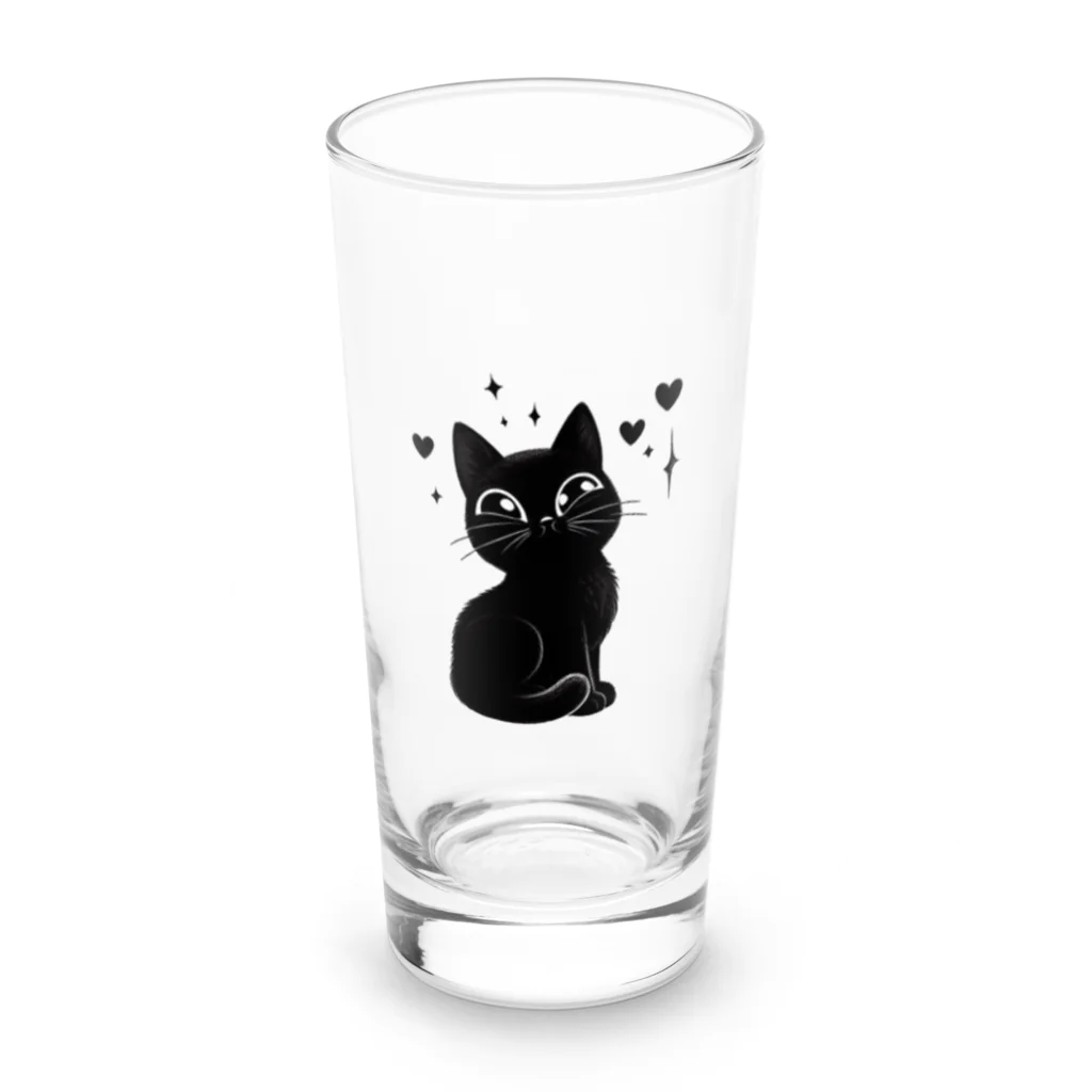 Mizuki・ASIA CATの黒猫ニャン・ポイント Long Sized Water Glass :front