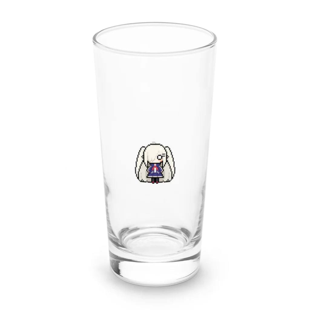 horidesuのドット絵の白髪ロング美少女 Long Sized Water Glass :front