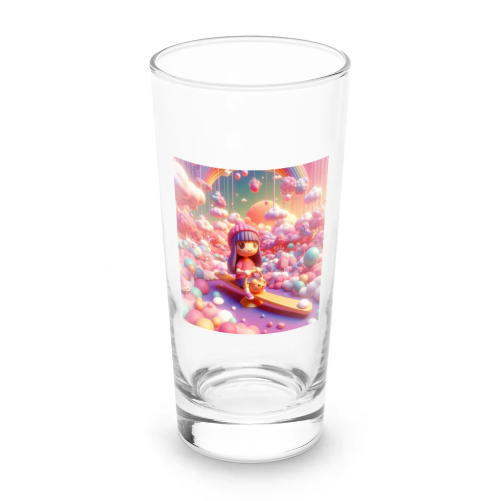 キュート＆クールの夕暮れ時のシーソー少女（３Dアニメ風） Long Sized Water Glass :front