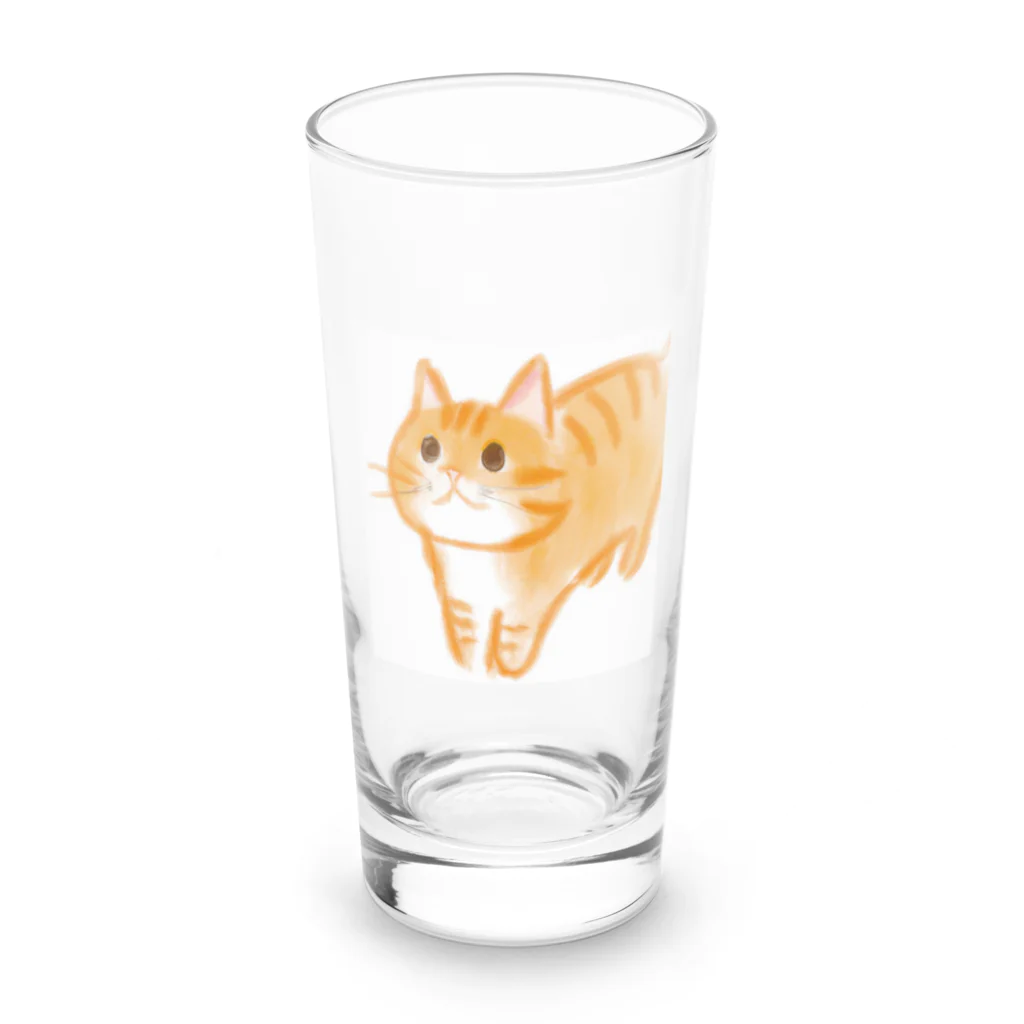 shopアルーニョのキュートなワクワクねこ Long Sized Water Glass :front