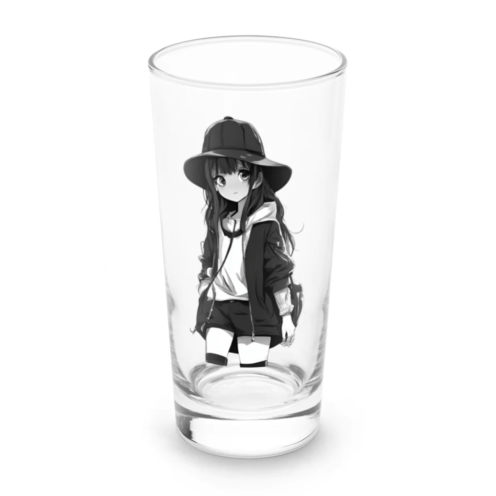 モノクロ美少女の悲しみ美少女モノクロ Long Sized Water Glass :front