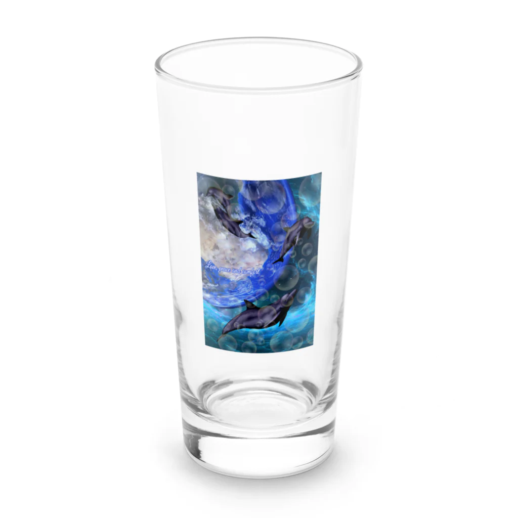 地上の楽園のイルカと宇宙 Long Sized Water Glass :front