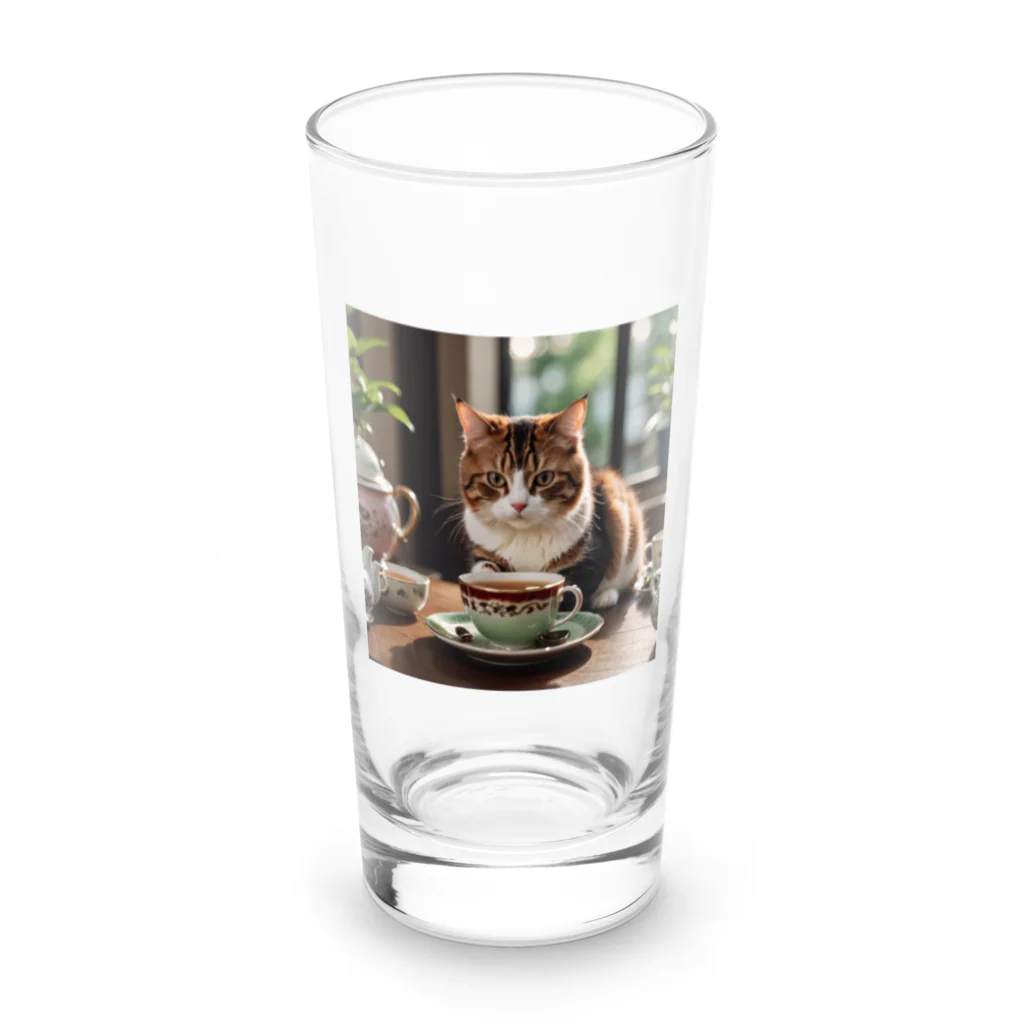 otya-nekoのお茶の時間ティータイム三毛猫 Long Sized Water Glass :front