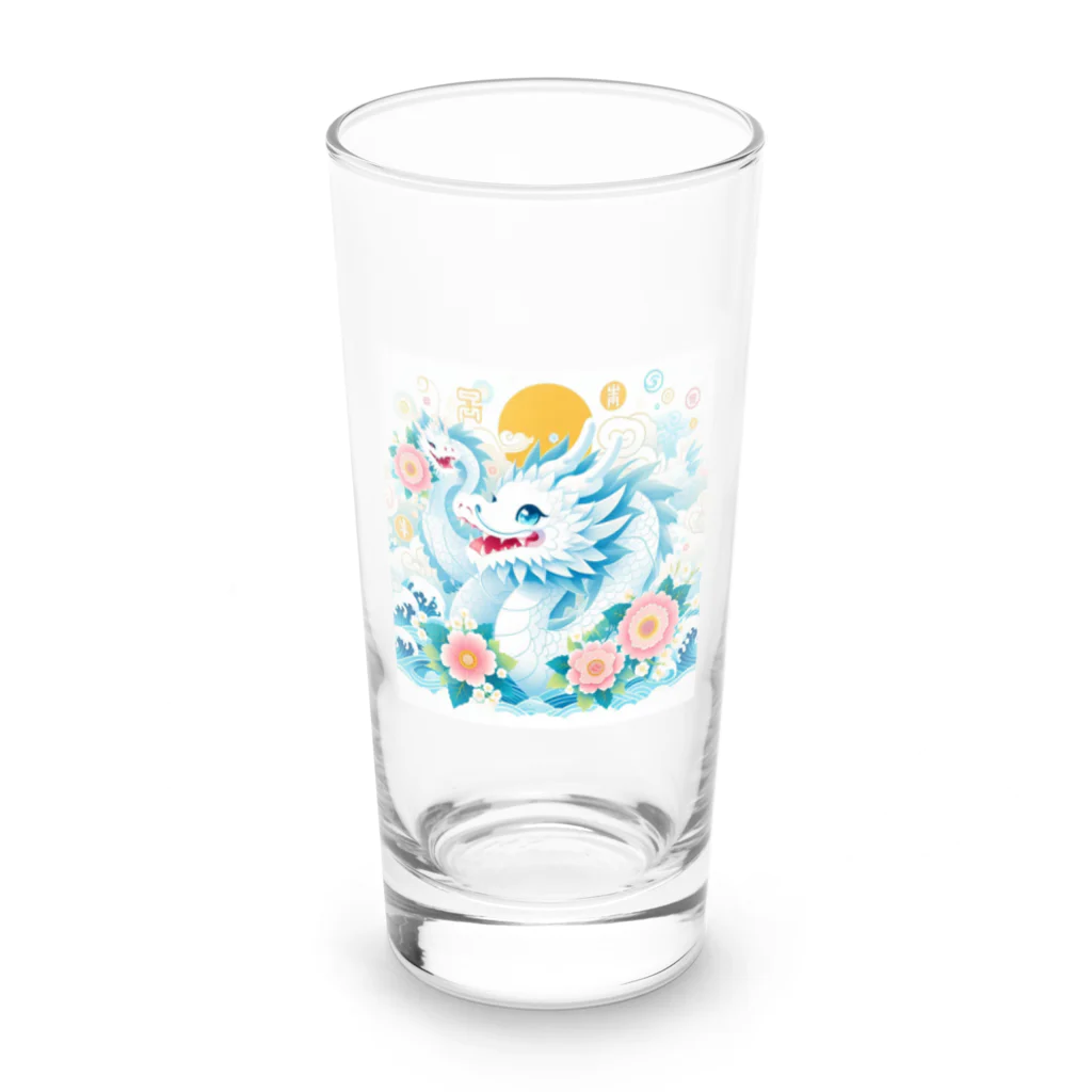 幸福龍神のカワイイ白りゅう。 Long Sized Water Glass :front