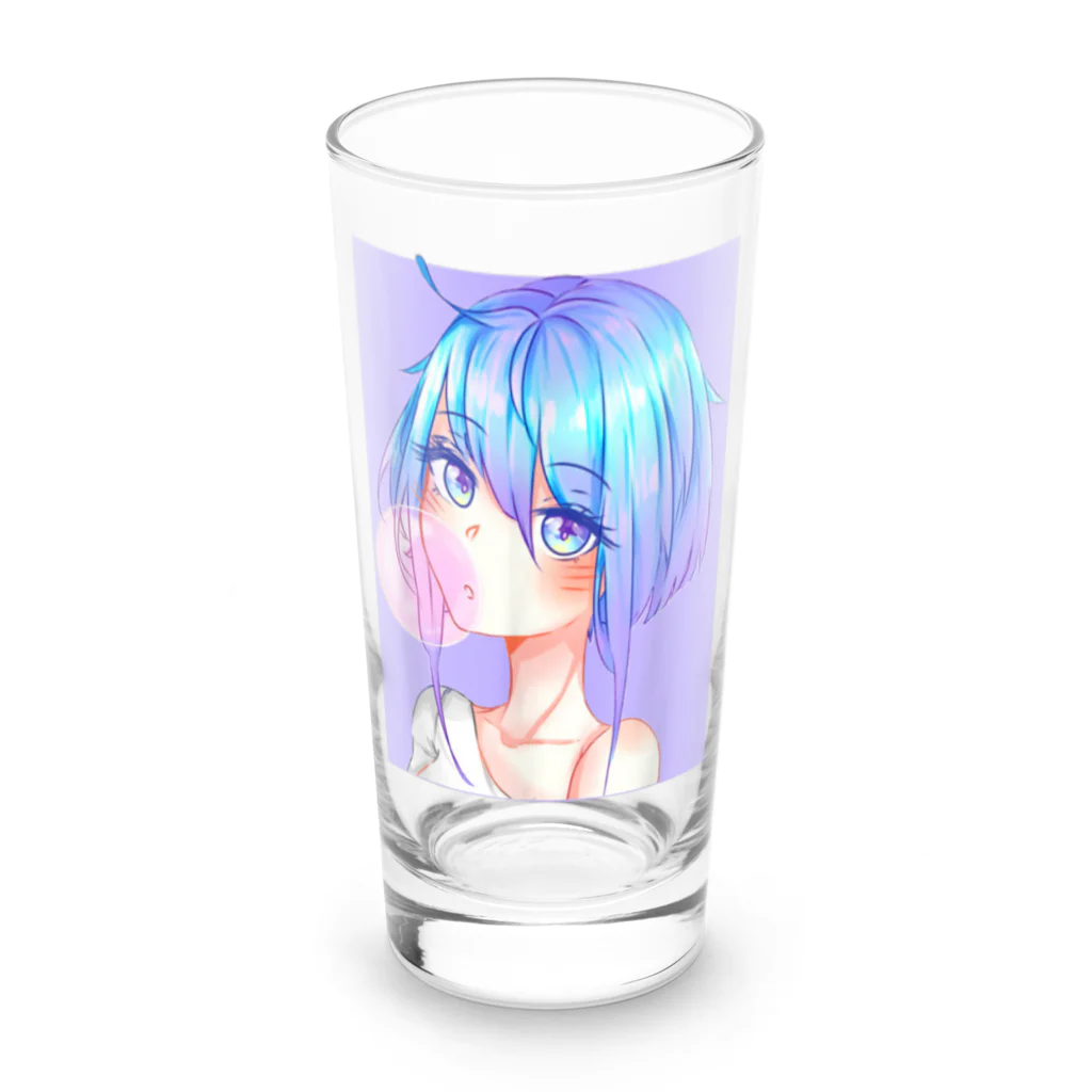 World_Teesのバブルガムを噛むアニメガール 日本の美学 アニメオタク Long Sized Water Glass :front