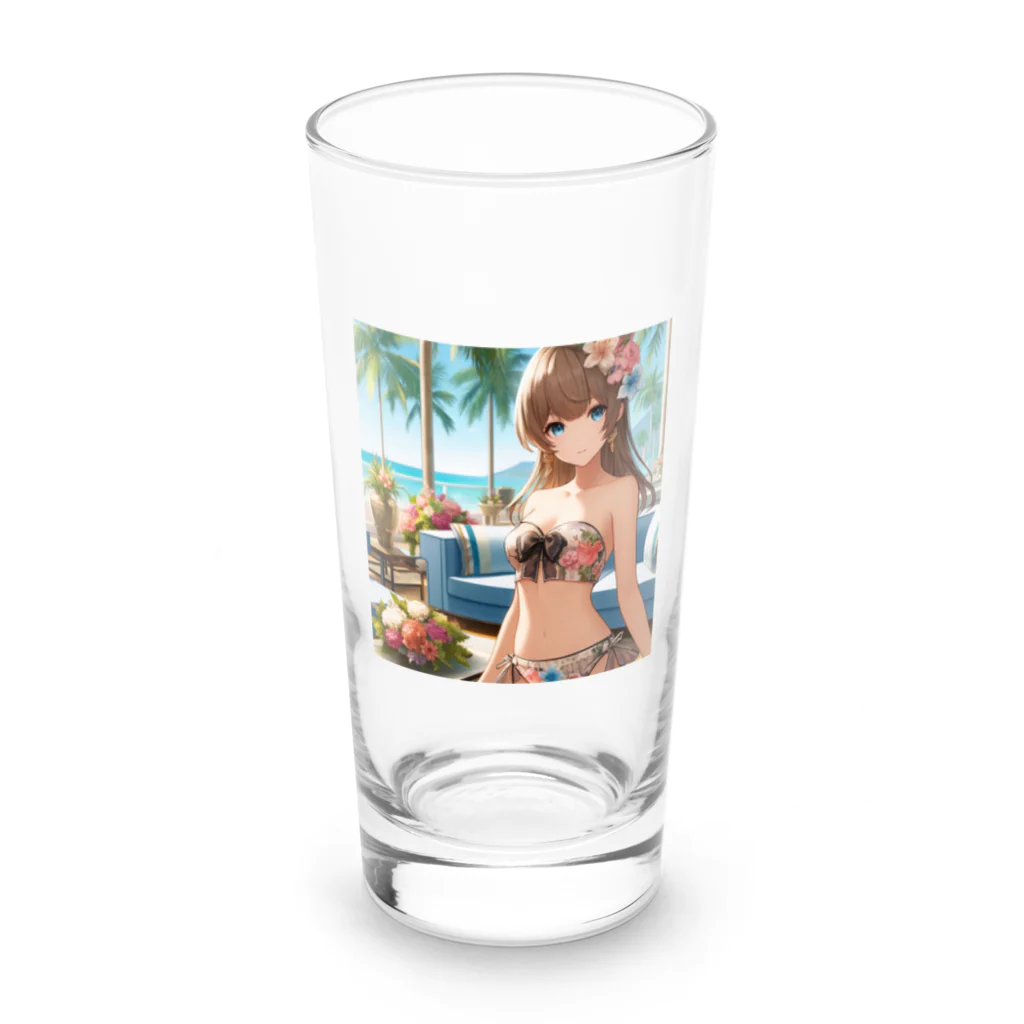 かるるんショップの海と南国と水着と　夏休み Long Sized Water Glass :front